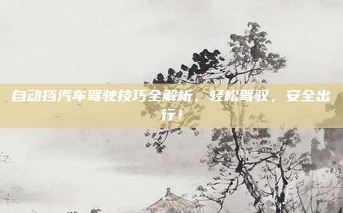 自动挡汽车驾驶技巧全解析,轻松驾驭,安全出行!