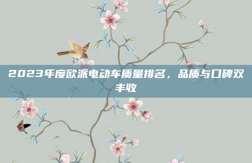 2023年度欧派电动车质量排名,品质与口碑双丰收