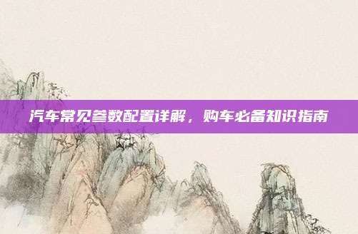 汽车常见参数配置详解，购车必备知识指南