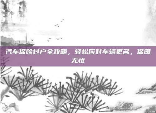汽车保险过户全攻略，轻松应对车辆更名，保障无忧