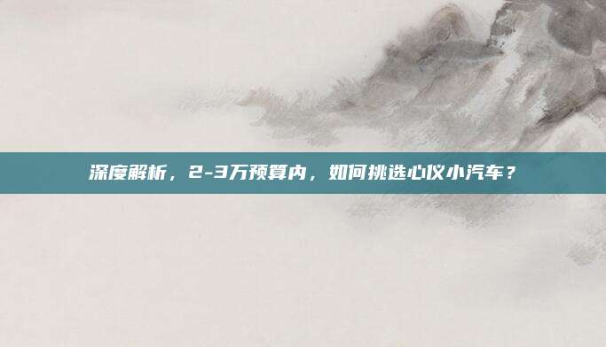 深度解析,2-3万预算内,如何挑选心仪小汽车?