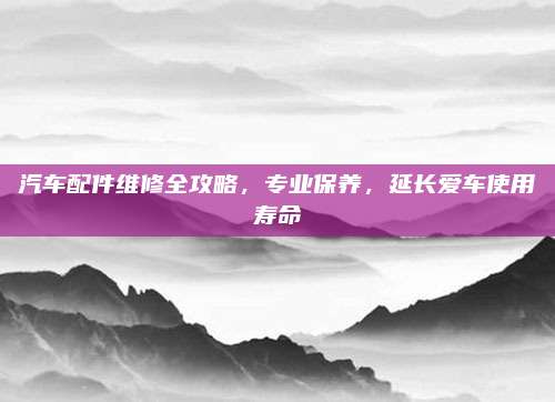 汽车配件维修全攻略,专业保养,延长爱车使用寿命