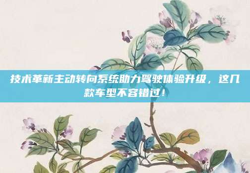 技术革新主动转向系统助力驾驶体验升级，这几款车型不容错过！