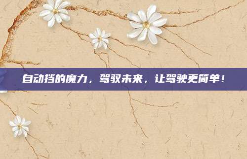 自动挡的魔力，驾驭未来，让驾驶更简单！