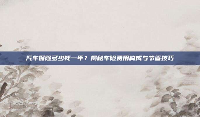 汽车保险多少钱一年？揭秘车险费用构成与节省技巧
