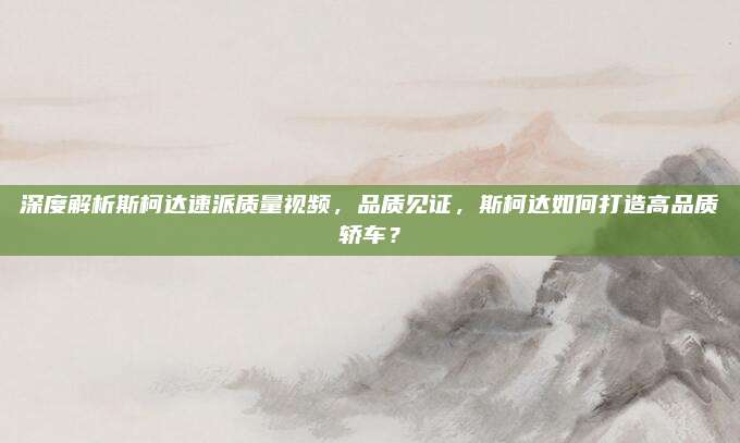 深度解析斯柯达速派质量视频，品质见证，斯柯达如何打造高品质轿车？