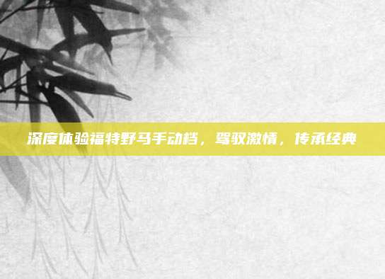 深度体验福特野马手动档，驾驭激情，传承经典