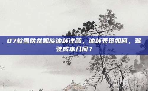 07款雪铁龙凯旋油耗详解，油耗表现如何，驾驶成本几何？