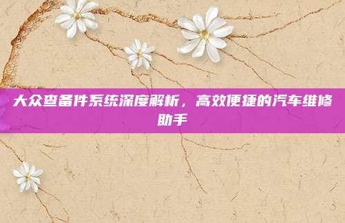 大众查备件系统深度解析，高效便捷的汽车维修助手