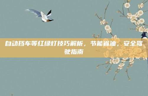 自动挡车等红绿灯技巧解析，节能省油，安全驾驶指南