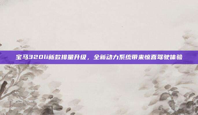 宝马320li新款排量升级，全新动力系统带来惊喜驾驶体验