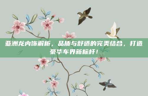 亚洲龙内饰解析，品质与舒适的完美结合，打造豪华车界新标杆！