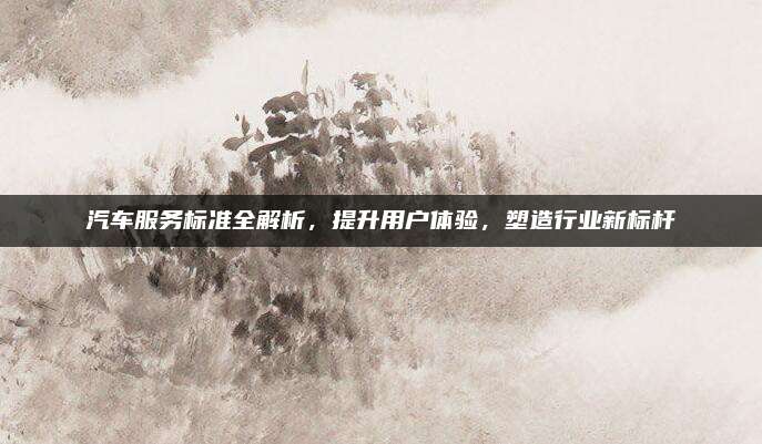汽车服务标准全解析，提升用户体验，塑造行业新标杆