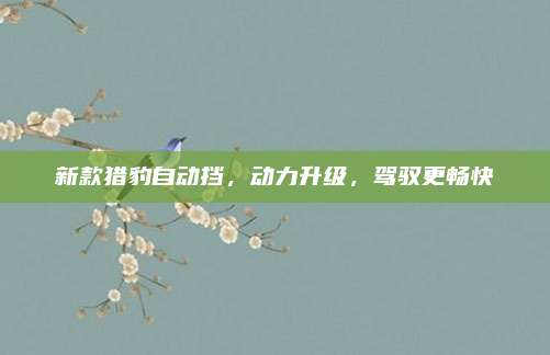 新款猎豹自动挡，动力升级，驾驭更畅快