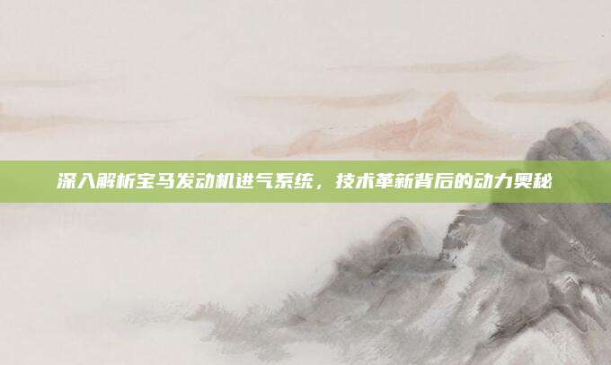 深入解析宝马发动机进气系统，技术革新背后的动力奥秘
