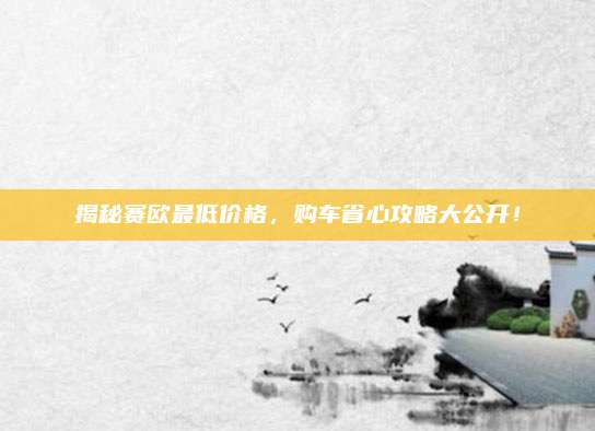 揭秘赛欧最低价格，购车省心攻略大公开！