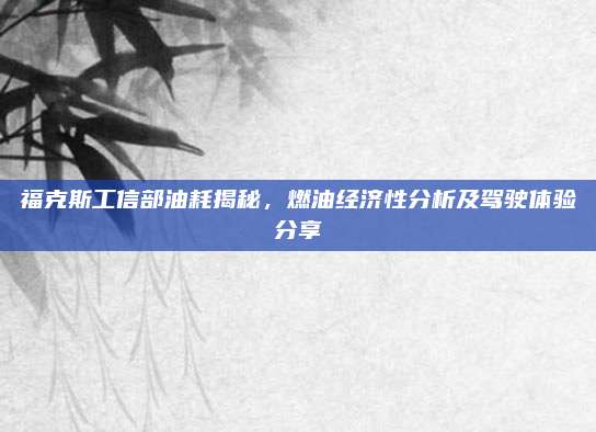 福克斯工信部油耗揭秘，燃油经济性分析及驾驶体验分享