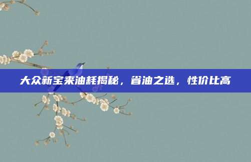 大众新宝来油耗揭秘，省油之选，性价比高