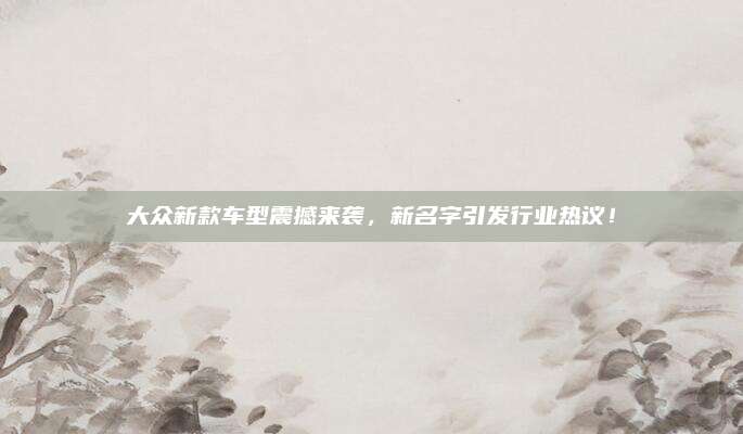 大众新款车型震撼来袭,新名字引发行业热议!