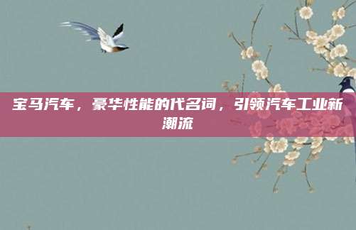 宝马汽车，豪华性能的代名词，引领汽车工业新潮流