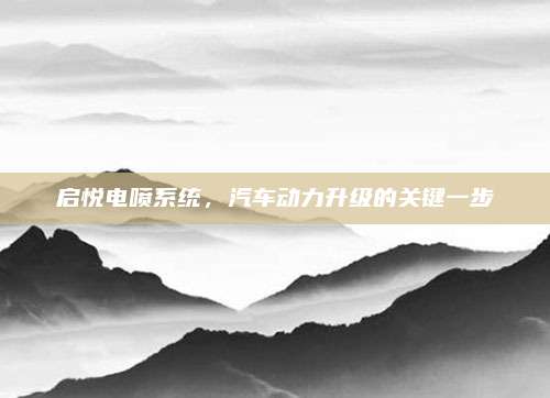 启悦电喷系统,汽车动力升级的关键一步