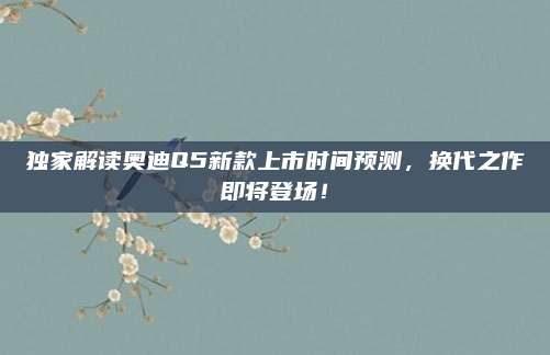 独家解读奥迪Q5新款上市时间预测,换代之作即将登场!