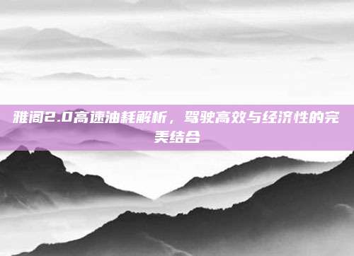 雅阁2.0高速油耗解析,驾驶高效与经济性的完美结合