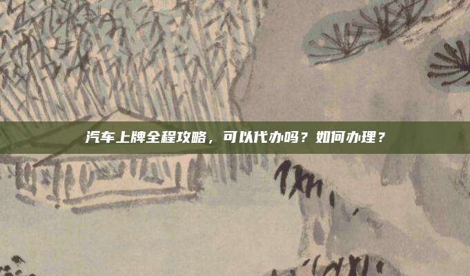 汽车上牌全程攻略,可以代办吗?如何办理?