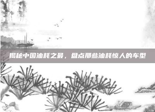 揭秘中国油耗之最,盘点那些油耗惊人的车型
