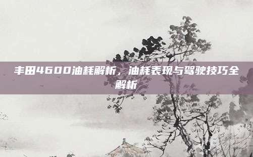 丰田4600油耗解析，油耗表现与驾驶技巧全解析