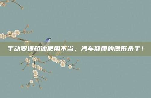 手动变速箱油使用不当,汽车健康的隐形杀手!