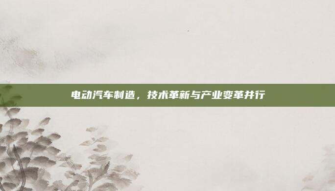 电动汽车制造，技术革新与产业变革并行