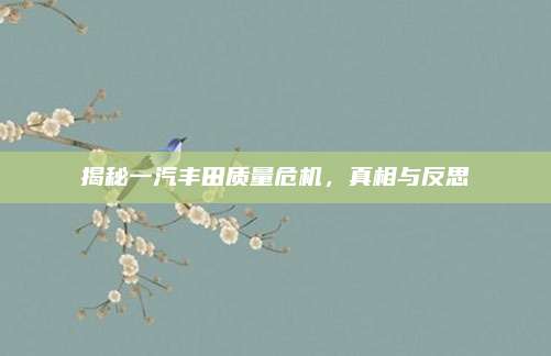 揭秘一汽丰田质量危机,真相与反思