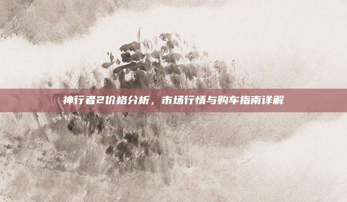 神行者2价格分析，市场行情与购车指南详解
