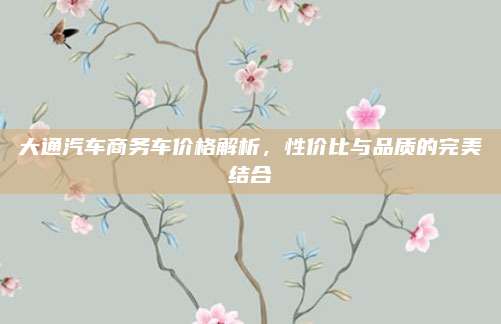 大通汽车商务车价格解析,性价比与品质的完美结合