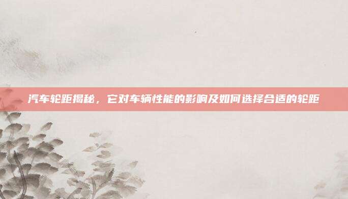 汽车轮距揭秘，它对车辆性能的影响及如何选择合适的轮距
