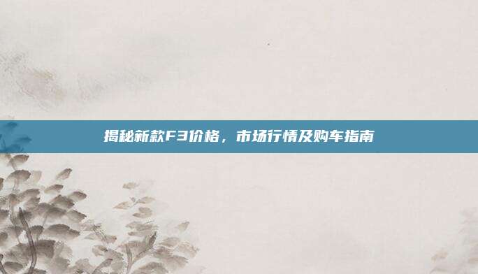 揭秘新款F3价格,市场行情及购车指南