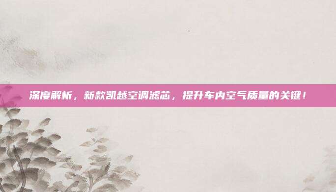 深度解析，新款凯越空调滤芯，提升车内空气质量的关键！