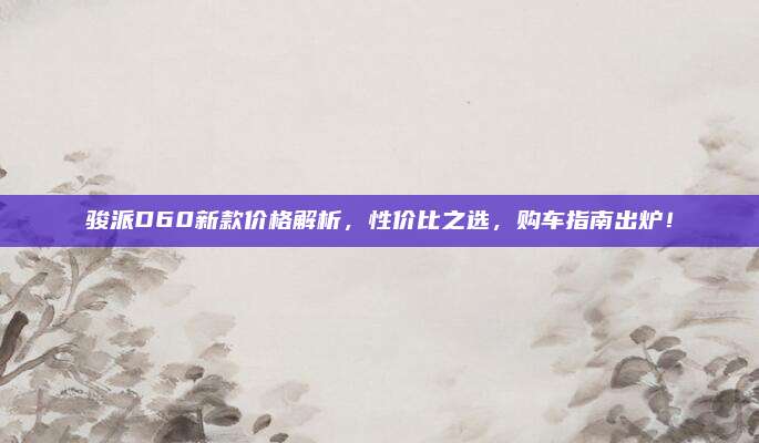 骏派D60新款价格解析，性价比之选，购车指南出炉！