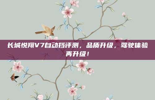长城悦翔V7自动挡评测,品质升级,驾驶体验再升级!