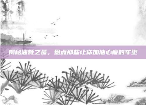 揭秘油耗之最,盘点那些让你加油心疼的车型