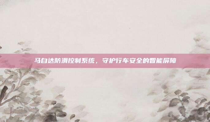 马自达防滑控制系统,守护行车安全的智能屏障