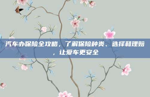 汽车办保险全攻略,了解保险种类、选择和理赔,让爱车更安全