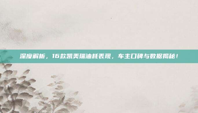 深度解析,16款凯美瑞油耗表现,车主口碑与数据揭秘!