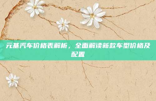 元基汽车价格表解析，全面解读新款车型价格及配置