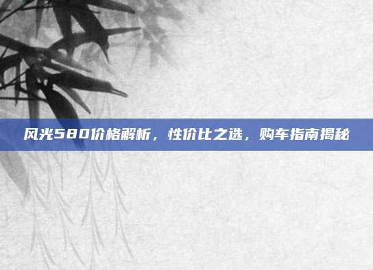 风光580价格解析，性价比之选，购车指南揭秘