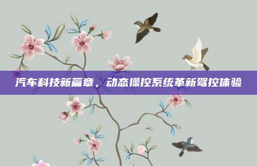 汽车科技新篇章,动态操控系统革新驾控体验