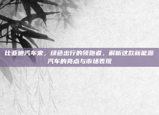 比亚迪汽车宋，绿色出行的领跑者，解析这款新能源汽车的亮点与市场表现