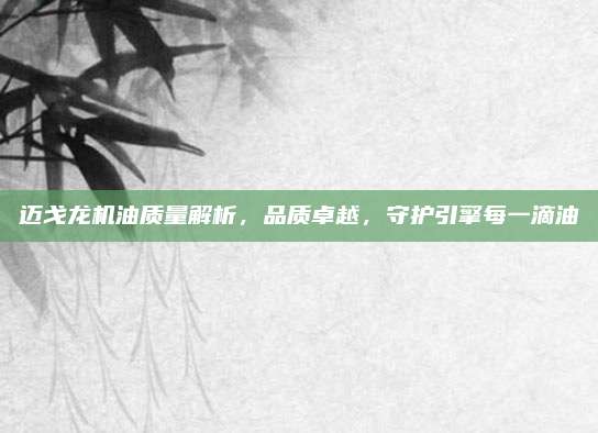 迈戈龙机油质量解析，品质卓越，守护引擎每一滴油