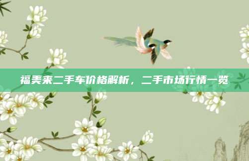 福美来二手车价格解析，二手市场行情一览